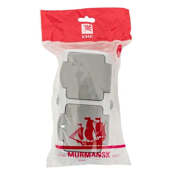 EKF Murmansk Socket 2-Gang Gray Plastic