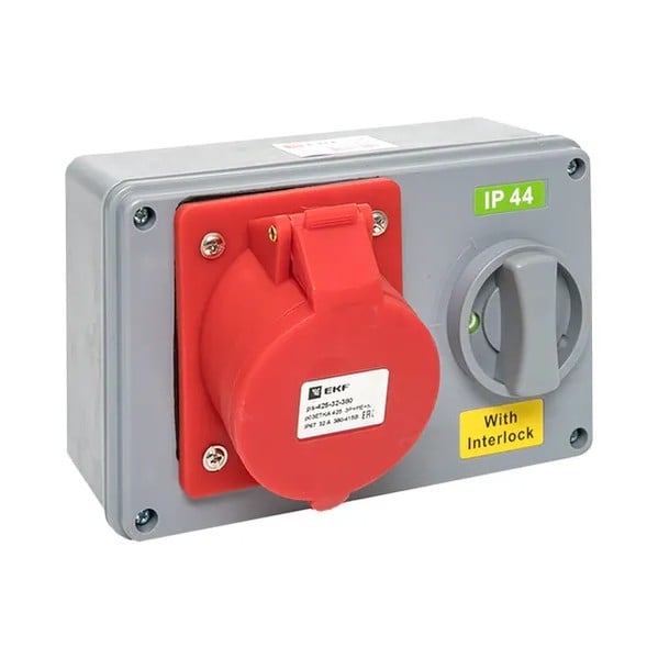 EKF Socket with Locking and Switch - Plastic - Red 6